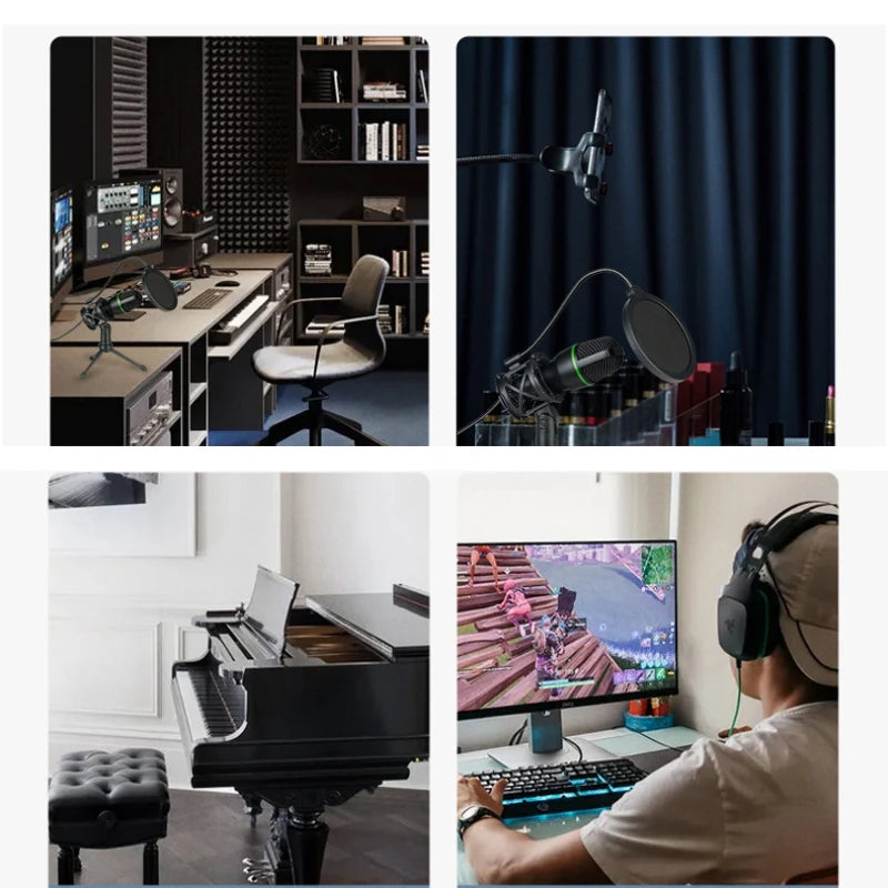 3.5MM/USB Condenser Microphones Professional Microphone Karaoke System Gaming Singing Recording Micro Mic for Computer Laptop