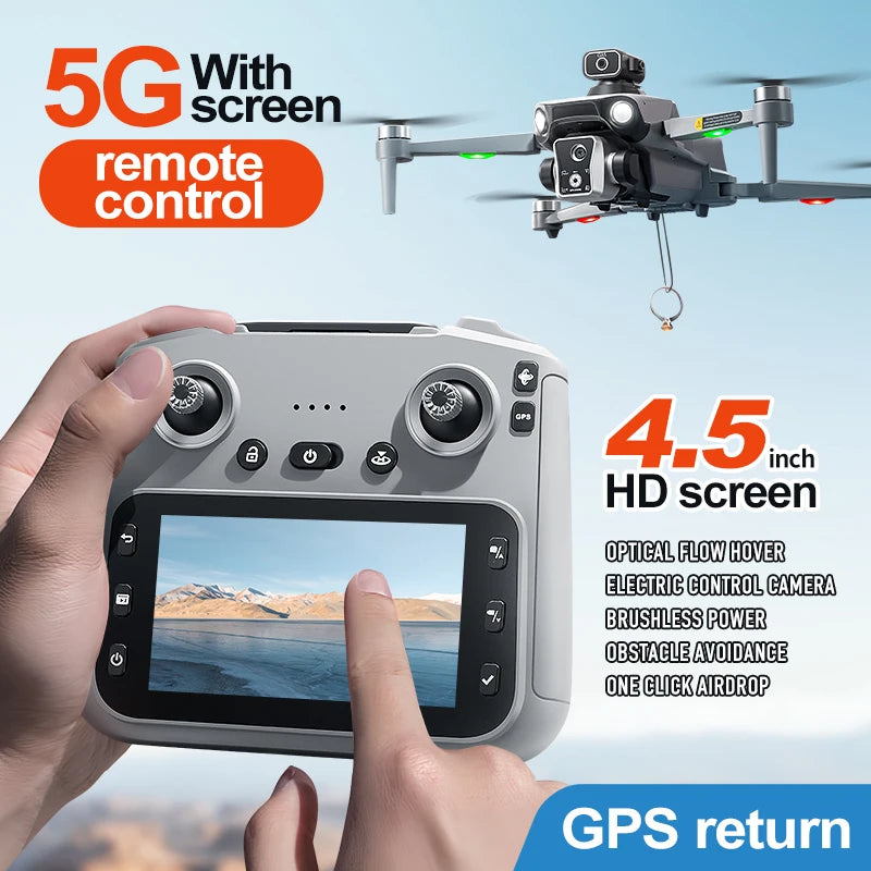2025 K19 MAX GPS Drone Fishing Air Drop Automatic Turnaround 5G Screen Obstacle Avoidance Drone Professional Camera FPV Dron