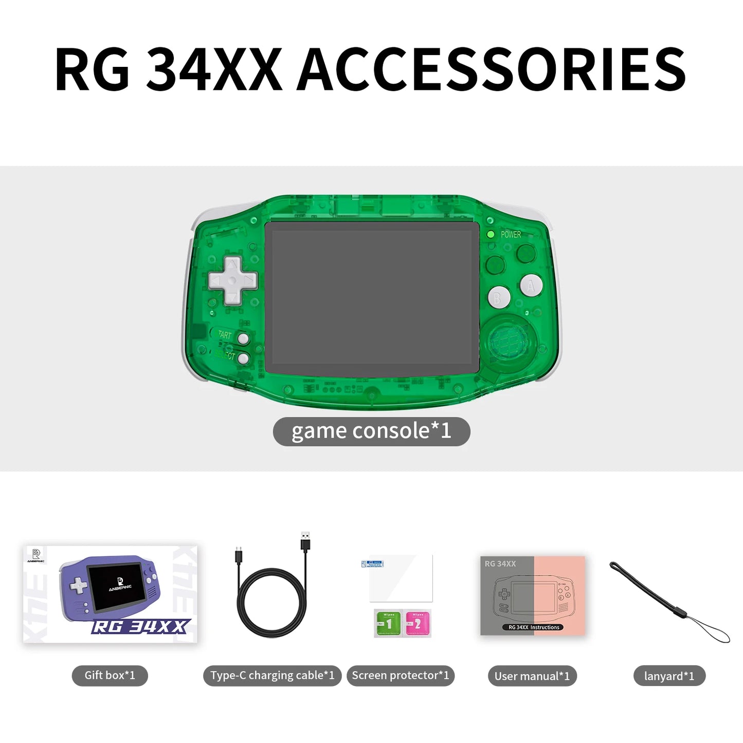 ANBERNIC RG34XX Handheld Game Console 3.4inch IPS Screen Linux 64-bit System RG 34XX 32G Retro Video Game Players WiFi PSP Gift
