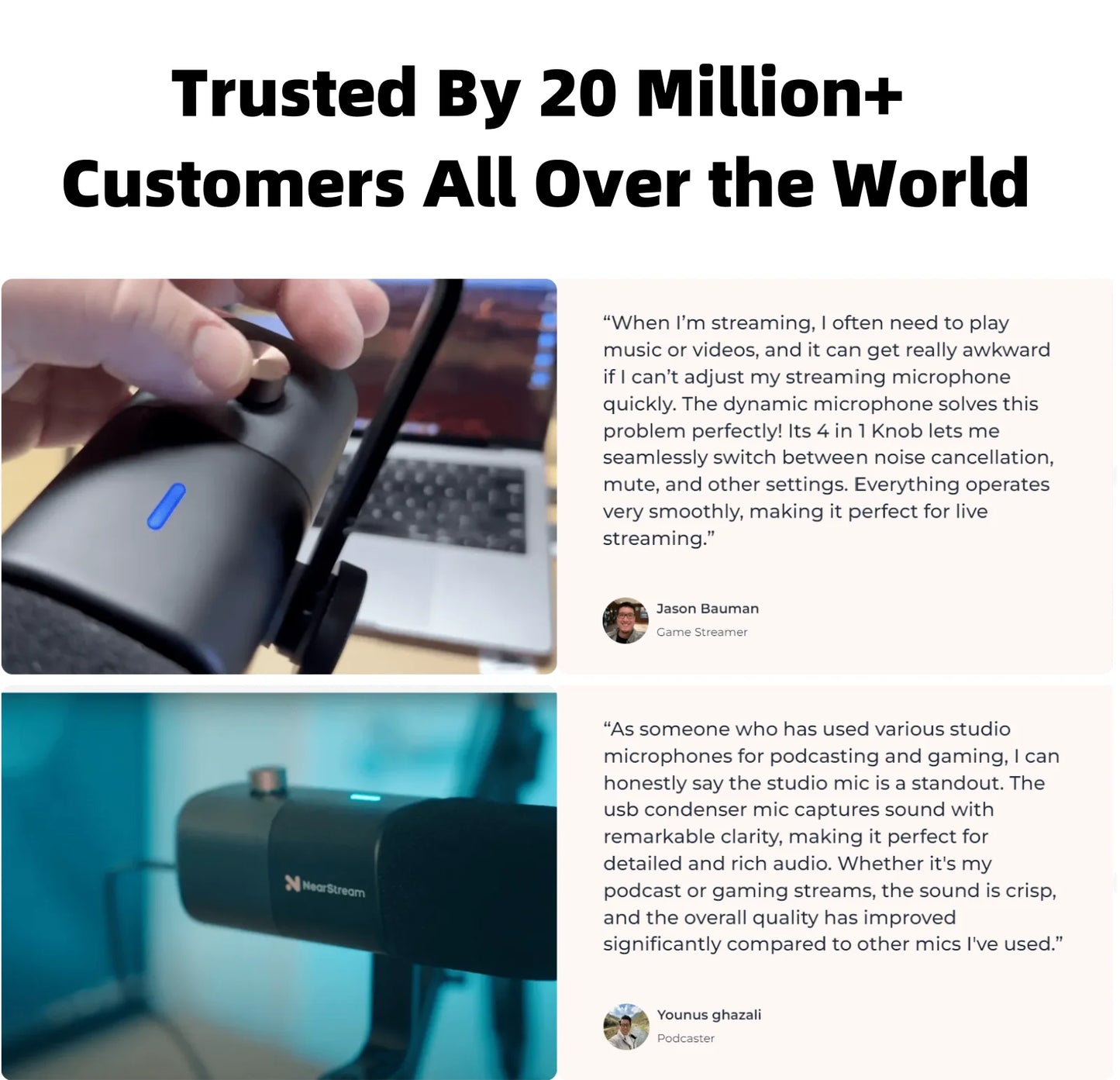 NearStream Condenser USB XLR Microphone Desktop Plug-and-Play Professional Mic pc for Gaming Streaming podcast studio Recording