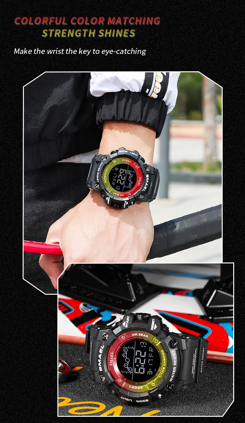 SMAEL Digital Watches Sports for Men 50m Waterproof LED Watches 8082 Men;s Wristwatches Digital  Clock Mens Sport Watches