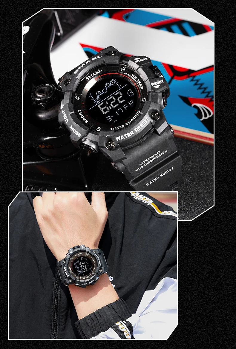 SMAEL Digital Watches Sports for Men 50m Waterproof LED Watches 8082 Men;s Wristwatches Digital  Clock Mens Sport Watches