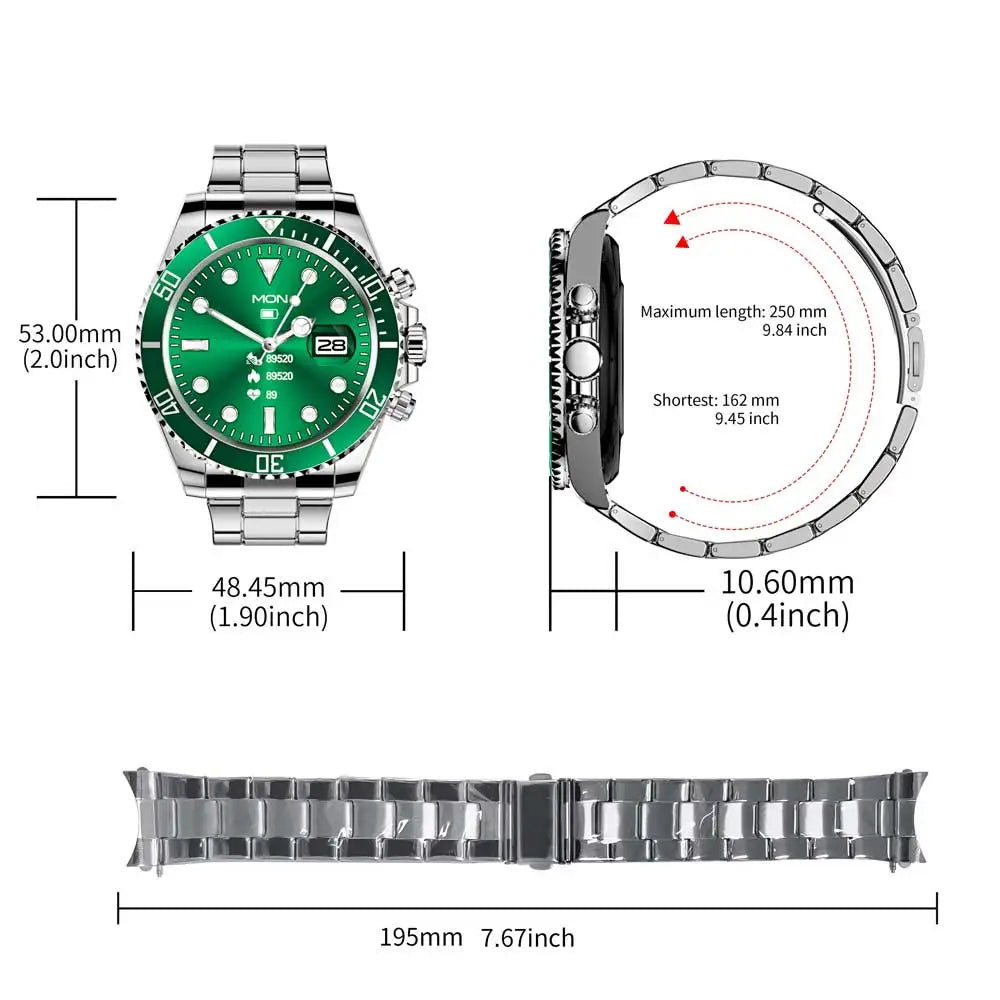 Aiweile AW12 Smartwatch Smart Watch Man High-End Fitness Tracker Sport Business Bluetooth Call 1.3 Inch Steel Play Music Clock