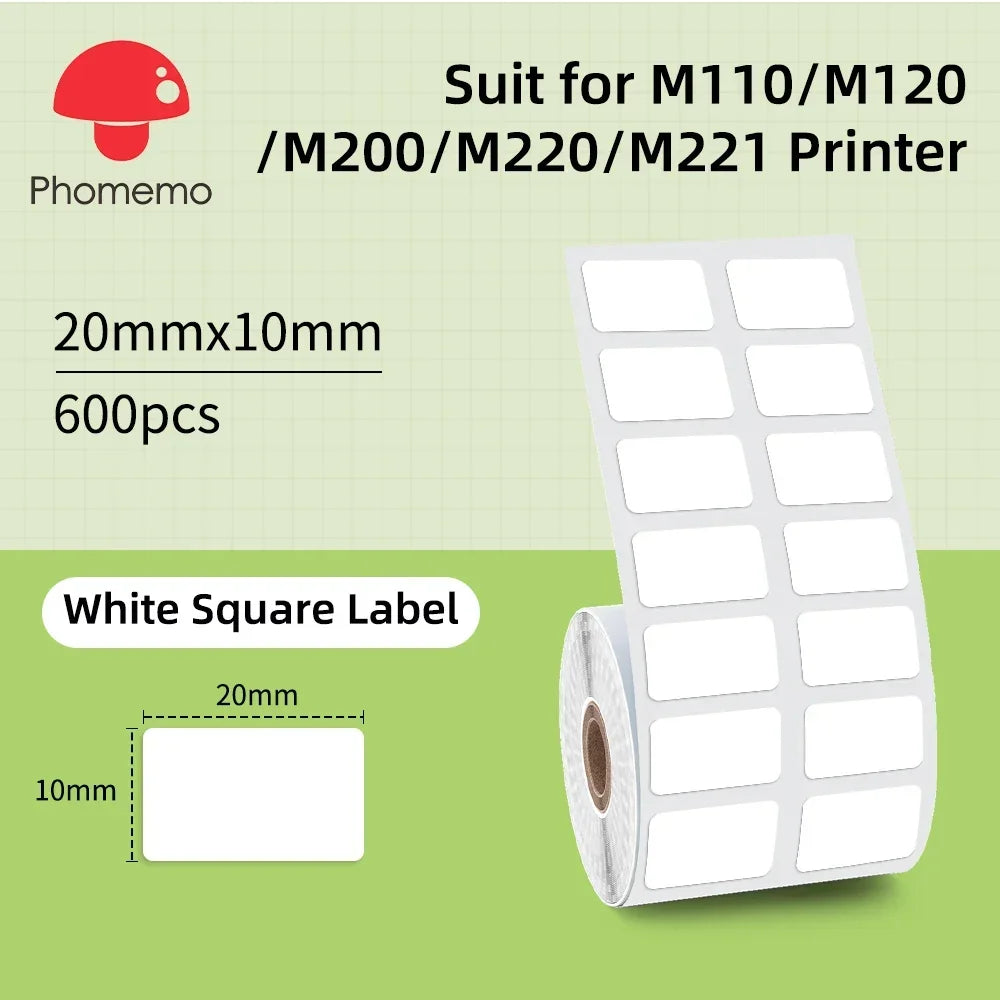 Phomemo M221 Label Printer Portable Thermal Maker Bluetooth Handheld Barcode QR Code Sticker Paper Rolls Labeller White 75mm Tag