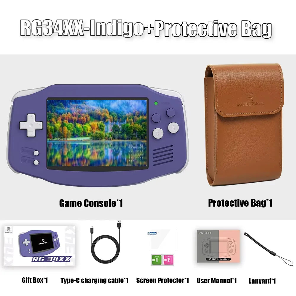 ANBERNIC RG34XX Handheld Game Console 3.4inch IPS Screen Linux 64-bit System RG 34XX 32G Retro Video Game Players WiFi PSP Gift