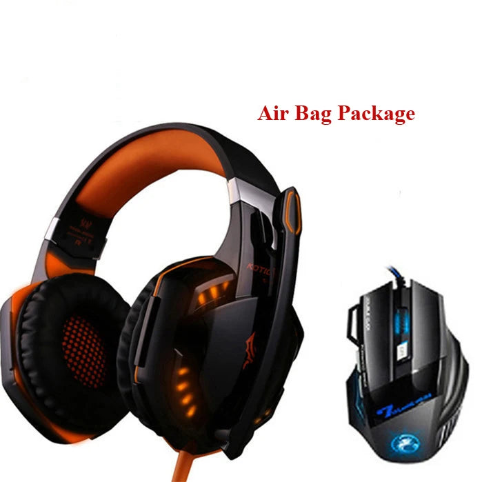 Combination G2000 Gaming Headphones with Microphone Stereo Led Headset + Gaming Mouse for PC Gamer PS4 Notebook Laptop Xbox One
