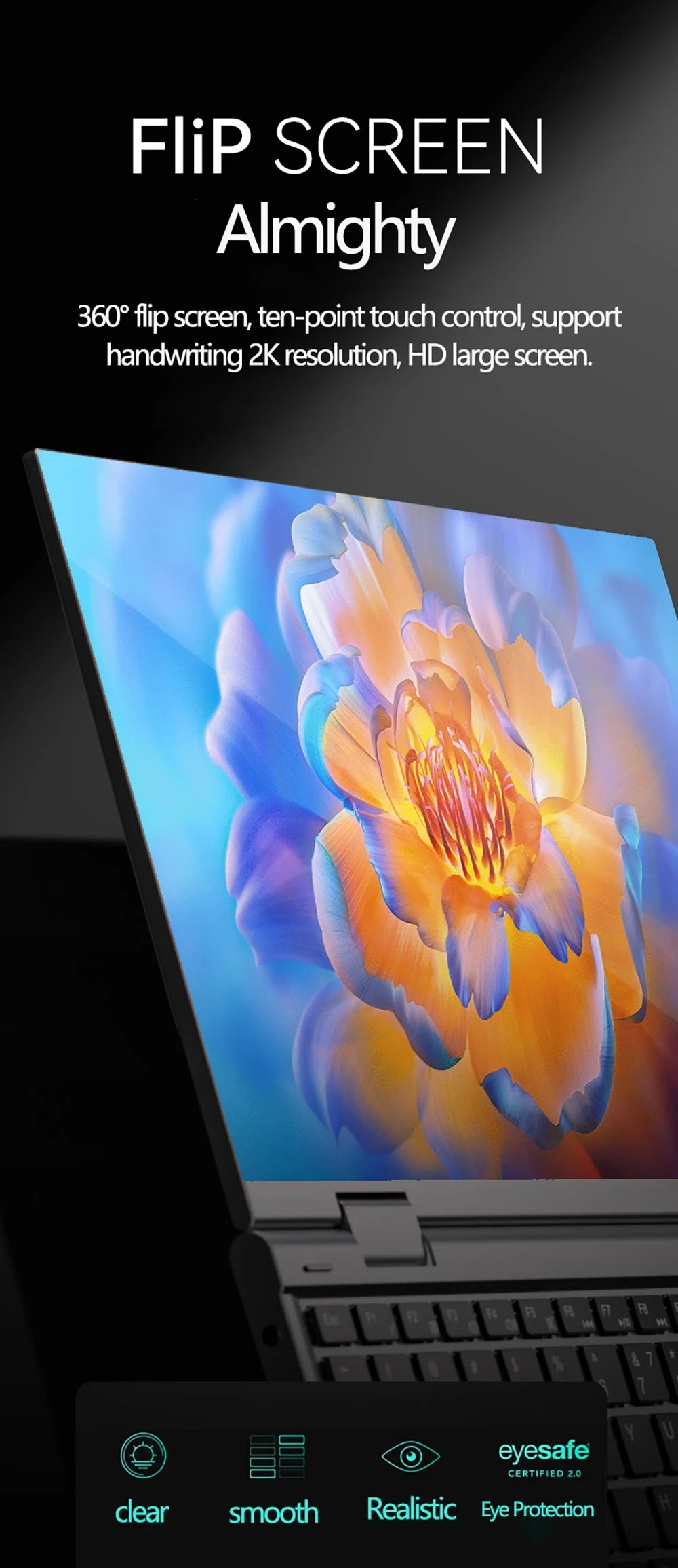 2-in-1 Touch Screen Tablet Laptop 10.9-inch 360° Flip Notebook Intel N95 16GB DDR5 2TB SSD HD Camera Backlit Keyboard Laptop