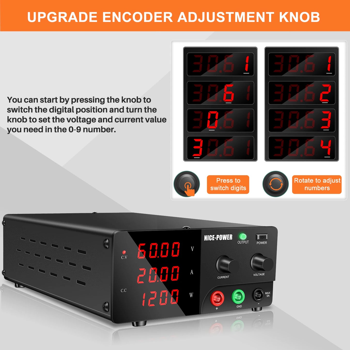 NICE-POWER 1200W 3000W DC Adjustable Power Supply Lab Bench Source 30V 60V 100V 200V 300V10A 30A 60A 80A 100A Voltage Regulator