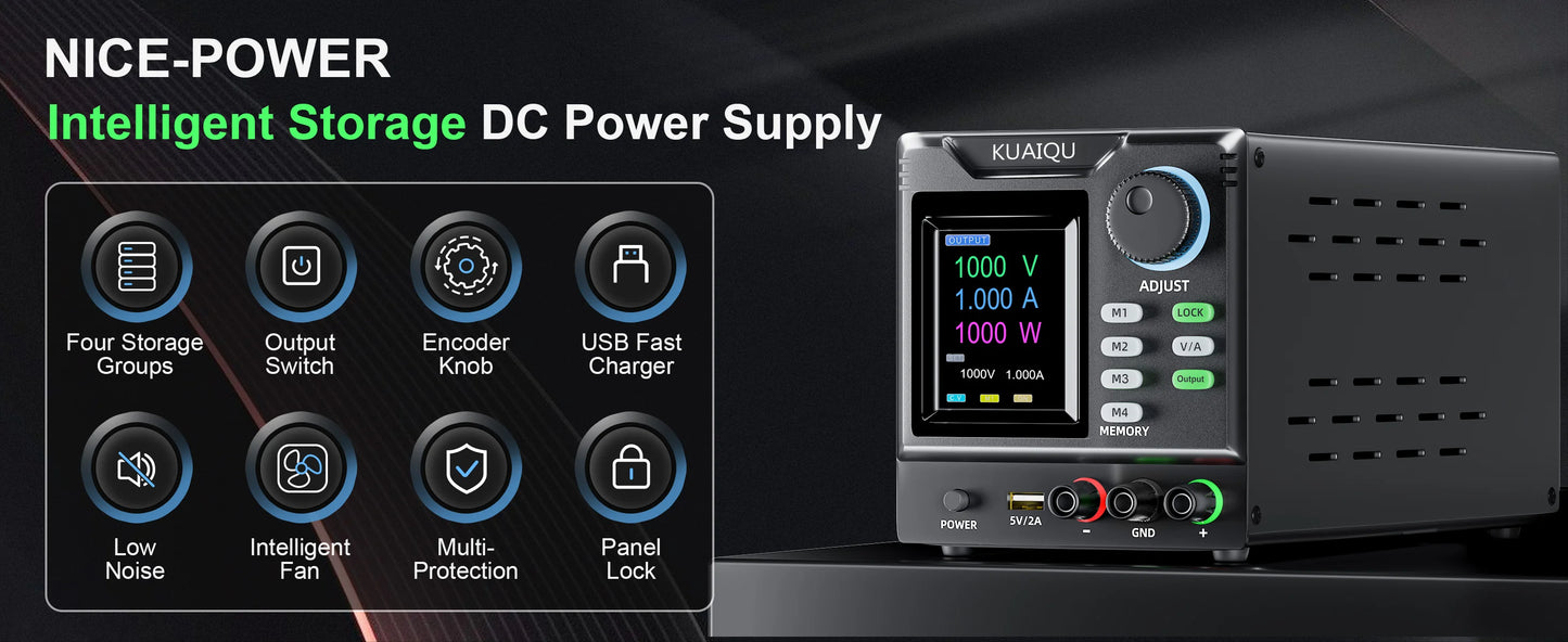 KUAIQU 1000V Adjustable DC Power Supply With RS232 Software Control Programmable Lab Bench Power Supply Voltage Regulator Switch
