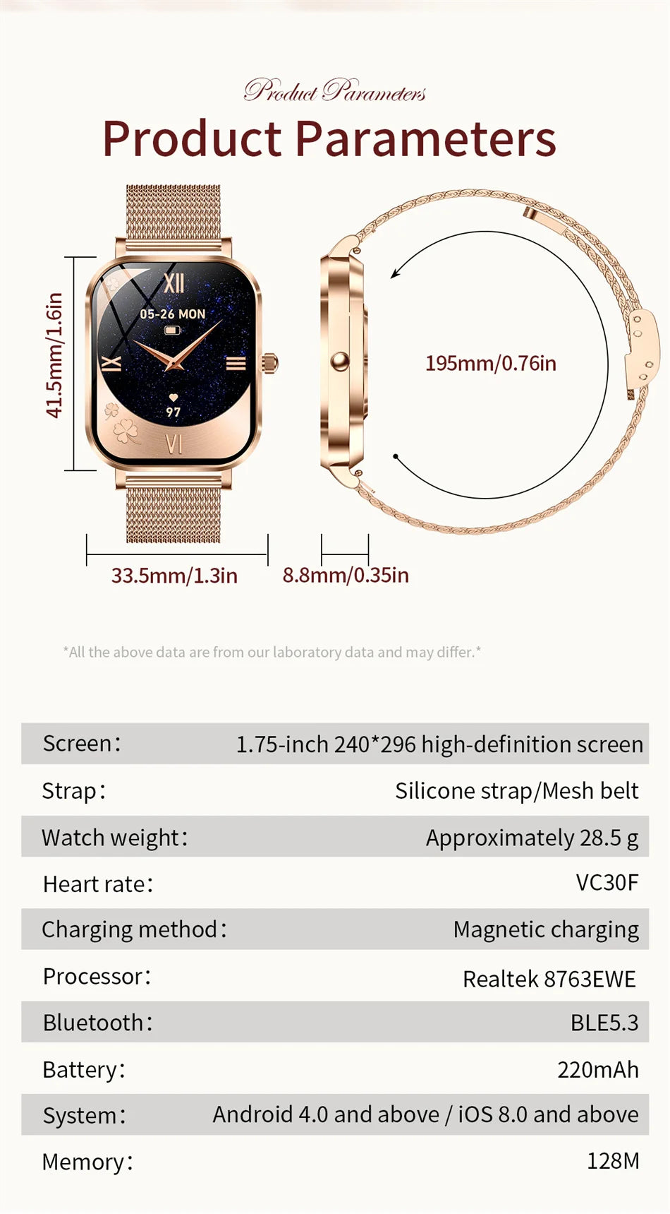 Xiaomi Fashion Women Smartwatch AMOLED HD Screen Heart Rate Blood Oxygen Monitoring BT Call Sports Smartwatch Woman