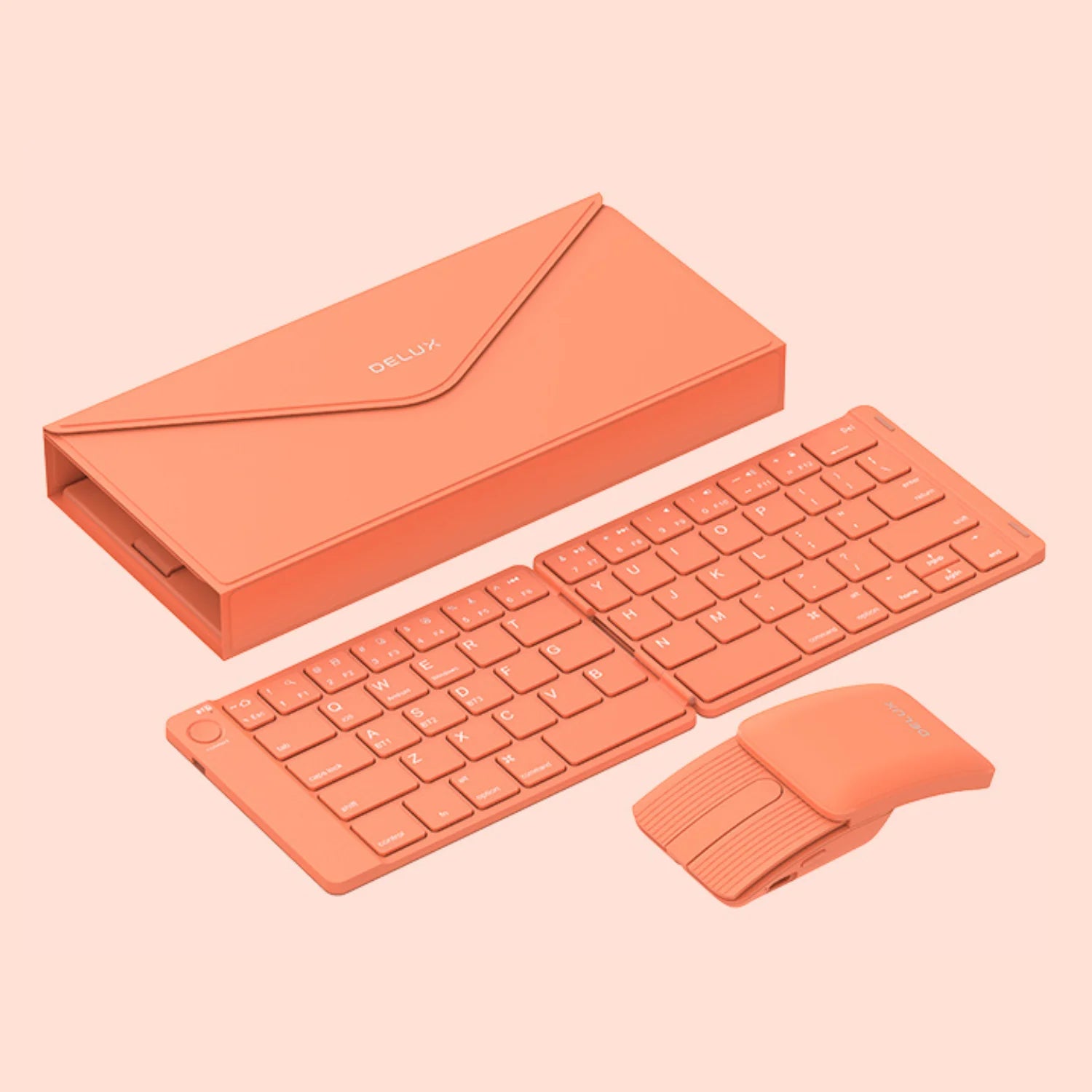 Delux Folding Keyboard Mouse Set Multi Function Ultra Slim Portable Bluetooth Silent Combo Multi-Device for PC Laptop Tablet