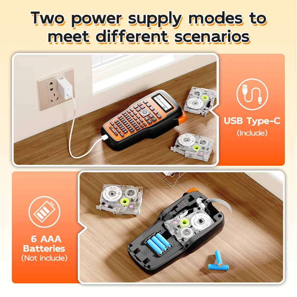 E1000 PRO Portable Label Printer 203dpi Compatible for Brother TZe231 HSE231 FX231 6-12mm Label Maker Machine Industrial Labeler