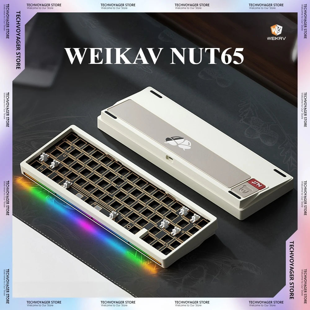 WEIKAV NUT65 Mechanical Keyboard Kits 68% Layout Aluminium Alloy Wireless Tri-Mode Custom Gaming Keyboard Kit PC E-Sports Gifts