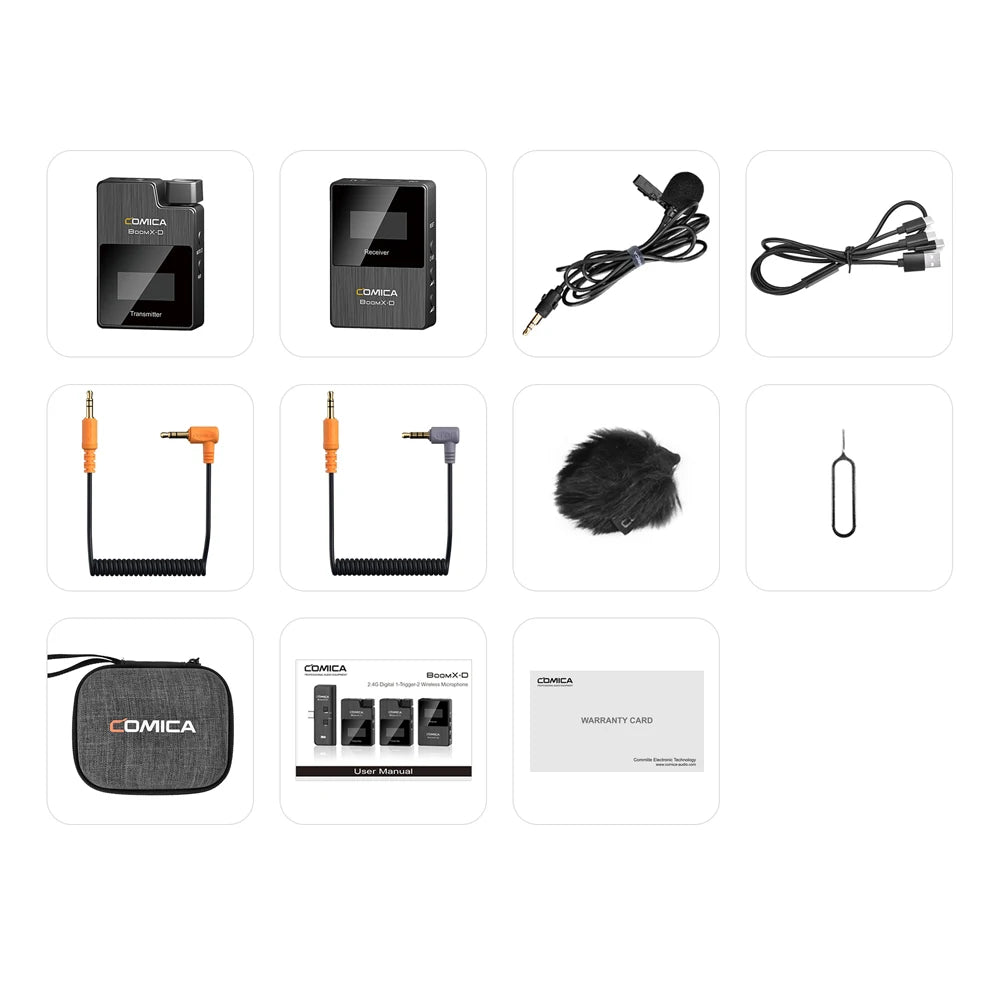 Comica BoomX-D 2.4G Wireless Microphone Dual-channel Lapel Microphone Condenser Lavalier Mic For PC Smartphone Camera Youtube