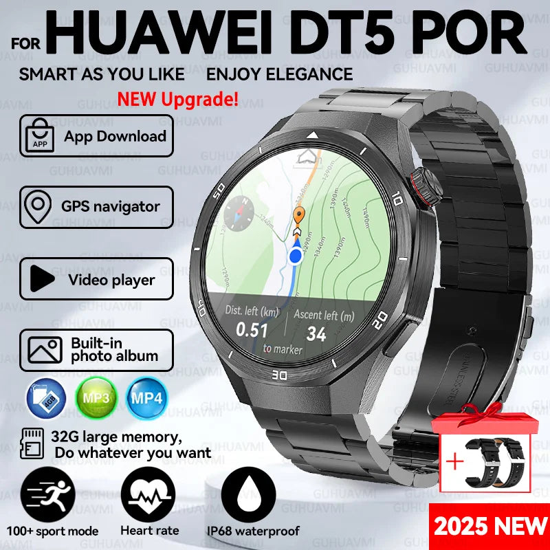 For HUAWEI GT 5 Pro 2025 New SmartWatches 32Gb Memory MP3&MP4 APP Download AGPS Navigation map Bluetooth call NFC SmartBracelet