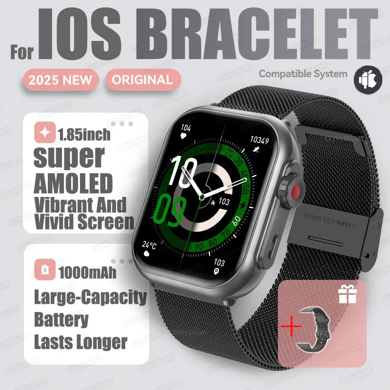 2025New For XIAOMI IOS Watch Ultra2 Smart Watches Women 1000mAh 1.85" AMOLED Full Touch Screen BT Call Ladies Fashion Smartwatch