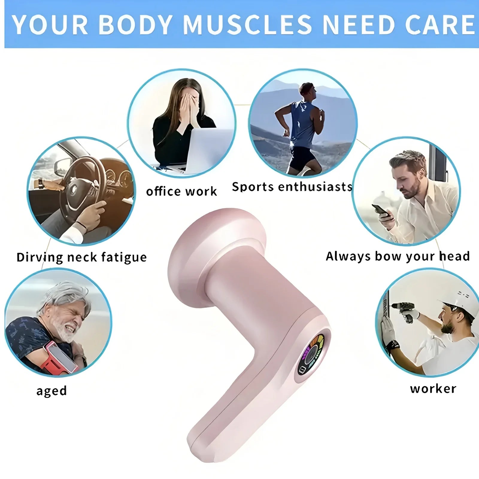 2025 Upgraded Full Body Anti-Cellulite Massager 5 Heads Portable - Fat Burning Fascia Gun for Neck/Waist/Shoulder
