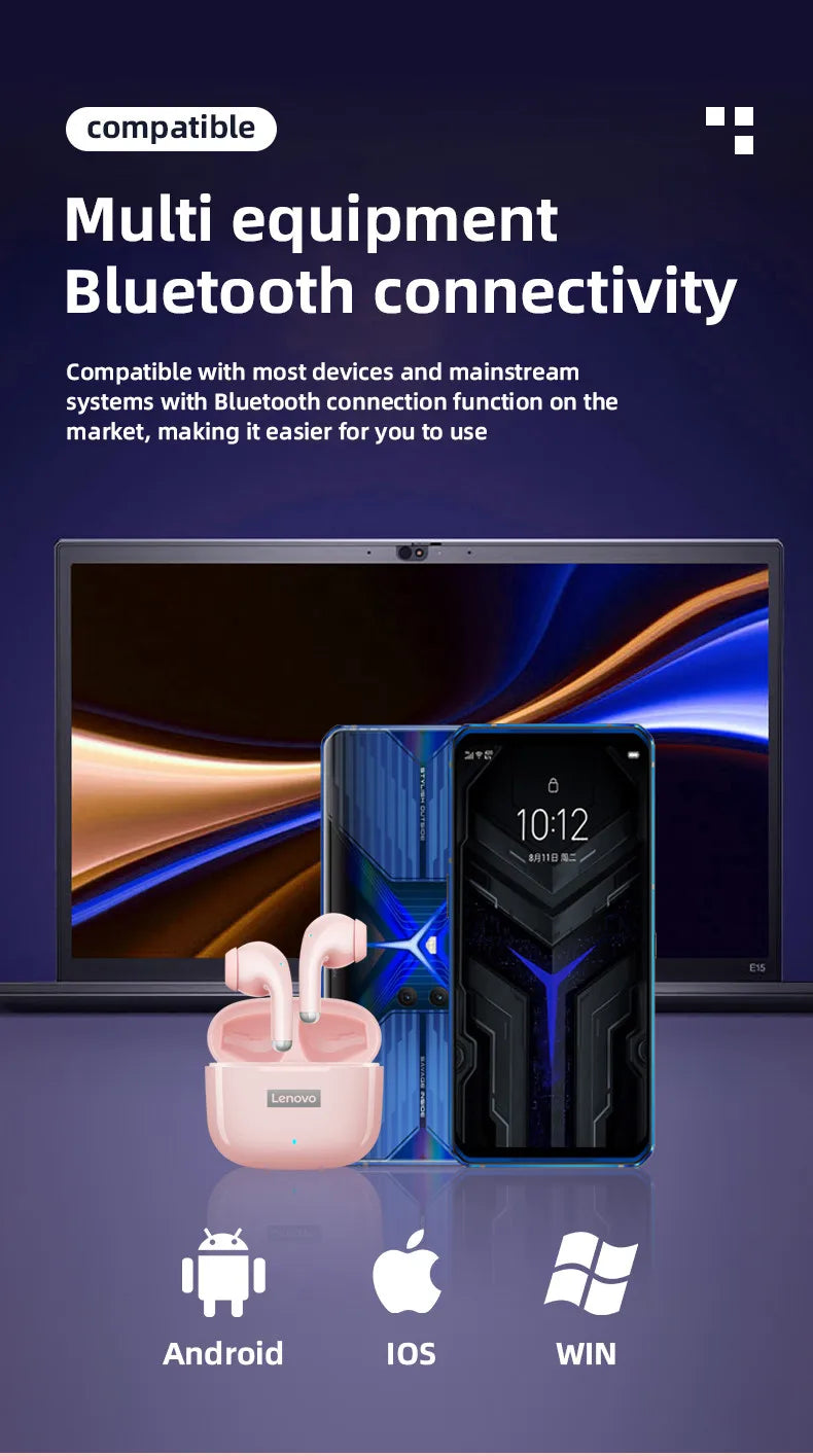Lenovo LP40 Pro TWS Bluetooth 5.1 Quick Connect Earphones Ergonomic Design Headphones Powerful Transmission Speed Headset