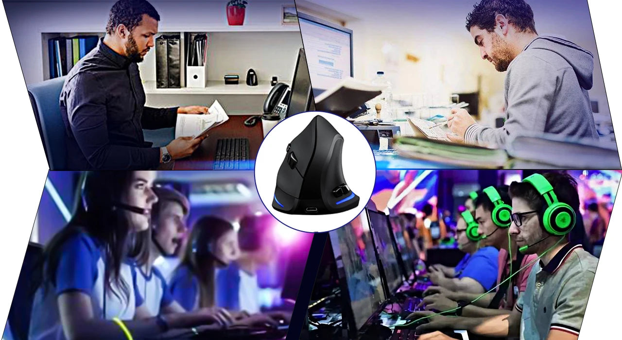 Lefon F35 Wireless Mouse Vertical Rechargeable Ergonomic Mouse 2400 DPI Optical Gaming Mice for Gamer Computer Laptop PC Mac IOS