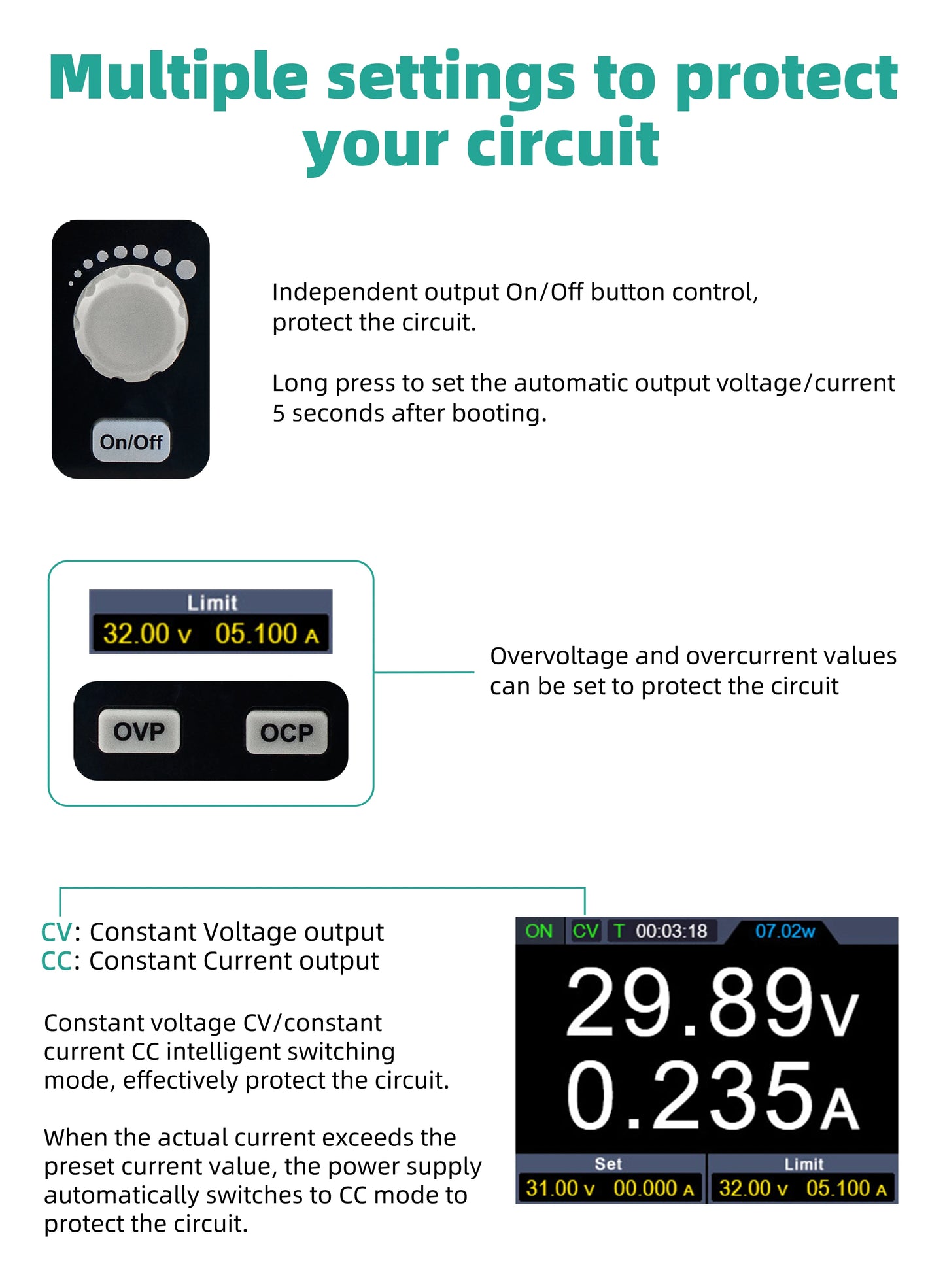 OWON SPE8205 SPE8105 Programmable DC Power Supply, 80V 10/20A 500W Portable Laboratory Power Supply List Waveform Editing Output