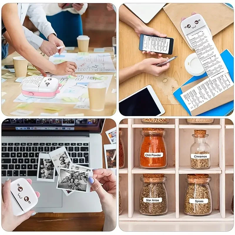 Portable Mini Thermal Printer Wirelessly BT 203dpi Photo Label Memo Wrong Question Printing With USB Cable Imprimante Portable