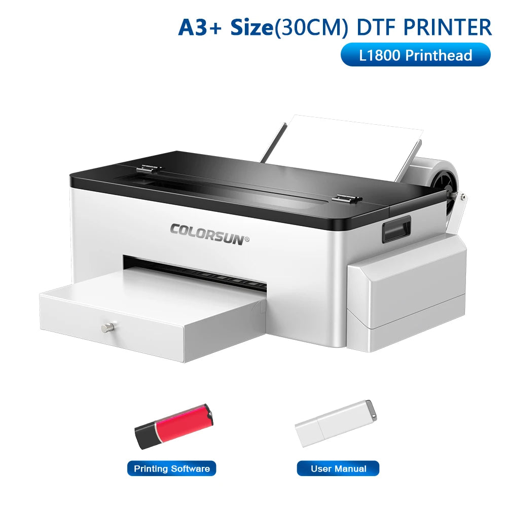 Colorsun A3 DTF Printer For Epson L1800 DTF Printing Machine Direct to Film Impresora A3 DTF Printers For T-Shirt Hoodies Fabric