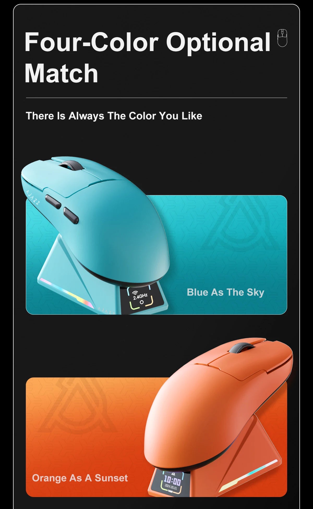 AJAZZ AJ159 APEX/AJ159PRO Wireless Gamer Mouse with RGB Magnetic Charging Base Lightweight  AJ159P Gaming Mouse for PC Laptop