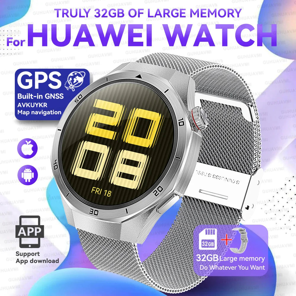 For HUAWEI GT 5 Pro 2025 New Smart Watches HD Sapphire Screen 32Gb Memory AGPS Navigation HD Video Bluetooth Call Smart Bracelet