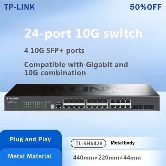 TP-LINK 24-port 10G Switch with 4 10G SFP+ Ports, Managed Switch, Ethernet Switch