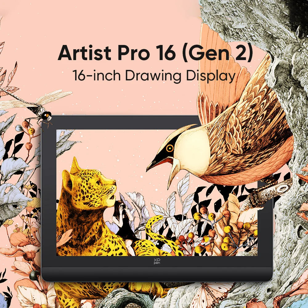 XPPen Artist Pro 16 (Gen 2) Graphics Tablet Monitor 16-inch Drawing Display 16K Pressure Levels 2.5K Resolution Windows Android