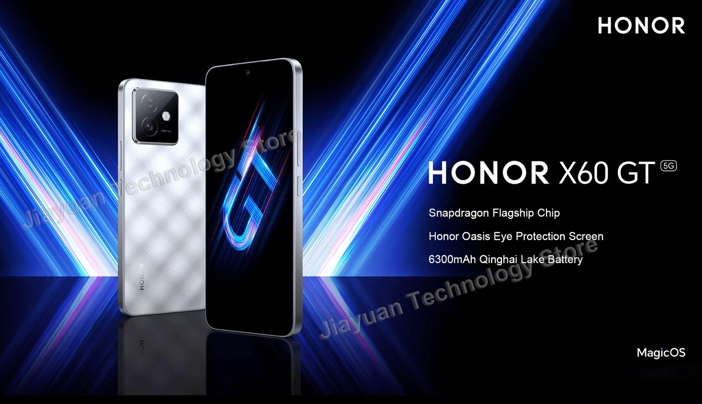 Original HONOR X60 GT 5G Mobile Phone 6.7" AMOLED Display Snapdragon 8+ Gen 1 Battery 6300mAh 80W Charging GMS Smartphone