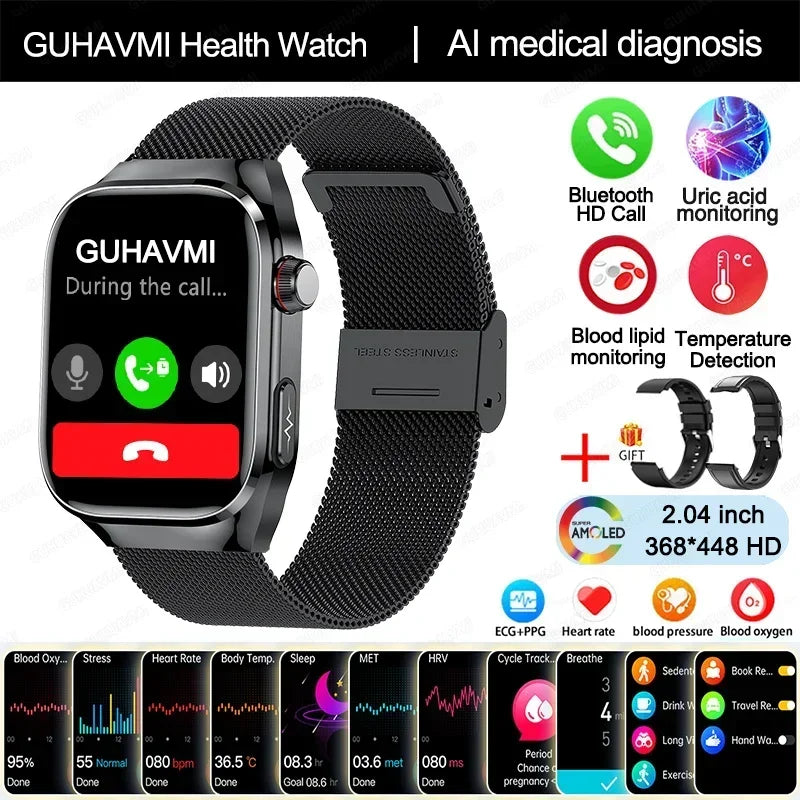 Xiaomi Blood Pressure Uric Acid Body Fat Smartwatch Micro Physical Examination Organ Health Watches Bluetooth Call Smart Watch