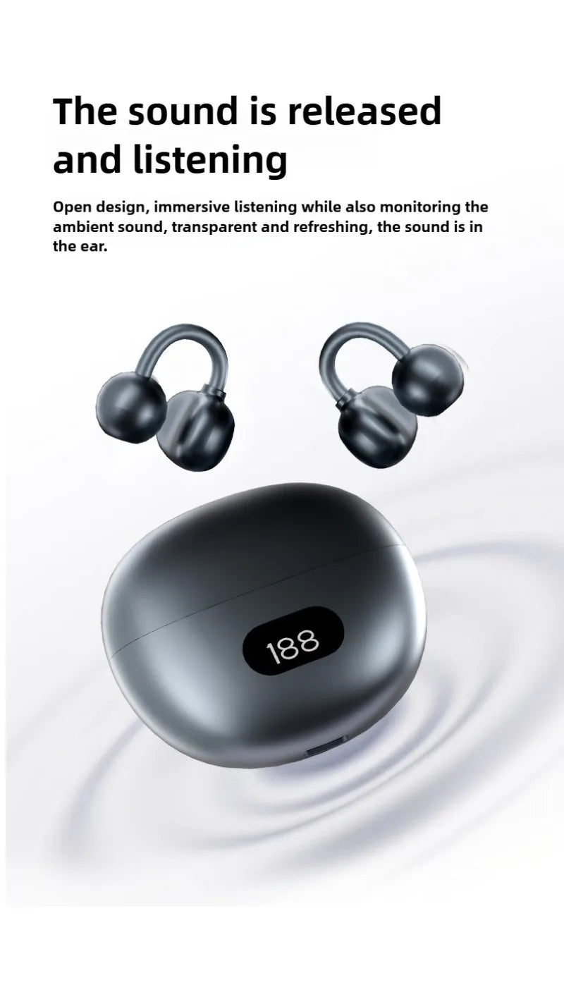 Open Ear Wireless Earphones 144 language Real Time Translator Ear Clip Earbuds Bluetooth Clip On OWS Sports Headphones HD Call