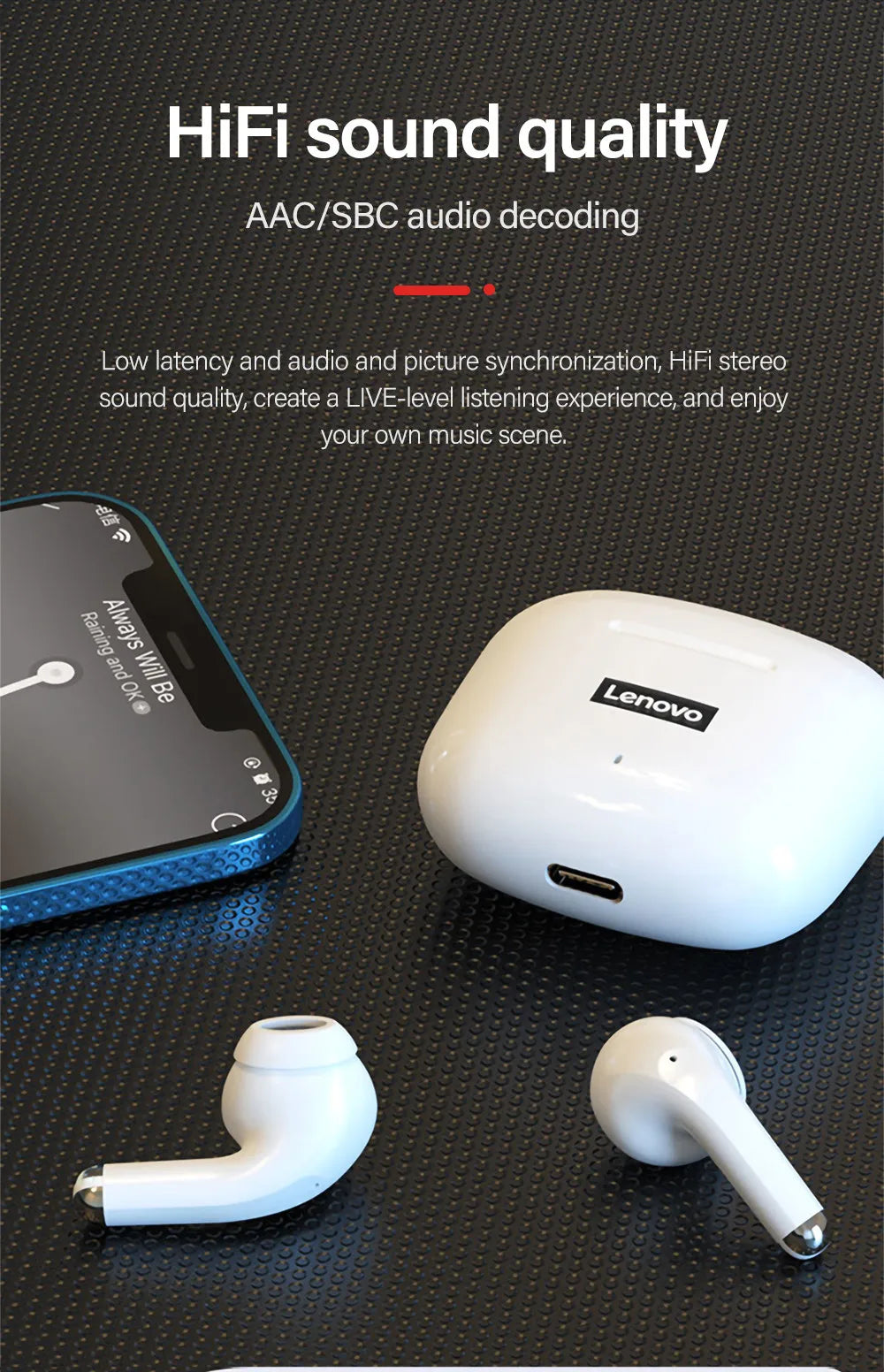 Lenovo LP40 Pro TWS Bluetooth 5.1 Quick Connect Earphones Ergonomic Design Headphones Powerful Transmission Speed Headset