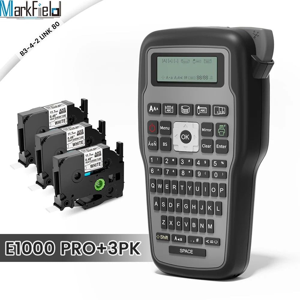 E1000 PRO Portable Label Printer 203dpi Compatible for Brother TZe231 HSE231 FX231 6-12mm Label Maker Machine Industrial Labeler