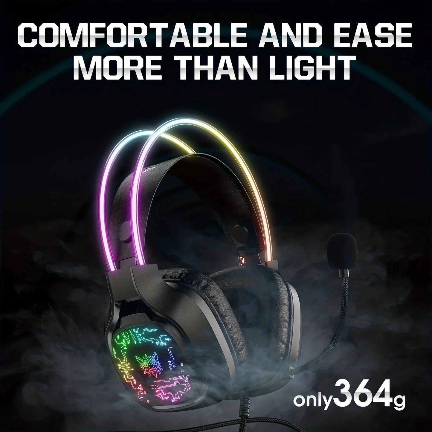 ONIKUMA X22 Gaming Headset RGB Dynamic Lighting Wired Over-Ear Adjustable Headphones With Mic 50MM For PC PS4 Xbox PS5 Gift