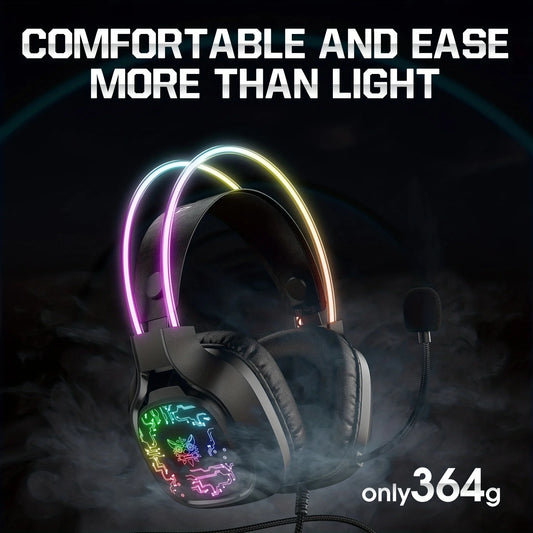 ONIKUMA X22 Gaming Headset RGB Dynamic Lighting Wired Over-Ear Adjustable Headphones With Mic 50MM For PC PS4 Xbox PS5 Gift