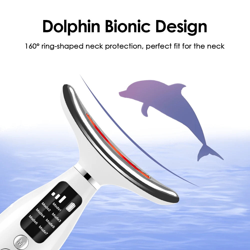 Neck Massager Facial Lift 7 Modes Electric Vibration Massage Skin Tightening LED Beauty Device Neck Beauty Skin Care
