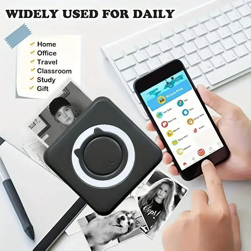 Portable Mini Thermal Printer Wirelessly BT 203dpi Photo Label Memo Wrong Question Printing With USB Cable Imprimante Portable