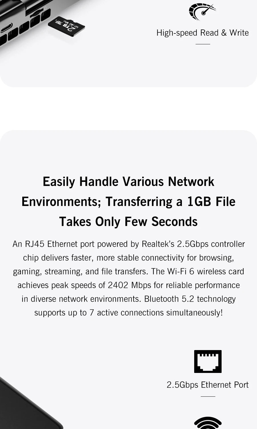 GPD MicroPC 2 Handheld Mini Laptop 7 Inch Touch Screen 16GB RAM 512GB SSD N300 CPU Windows 11 System