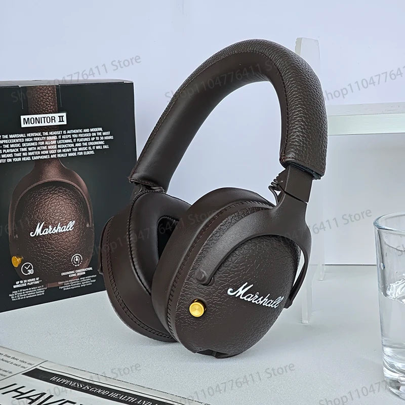 New MARSHALL MONITOR II Wireless Bluetooth Foldable Headphones Bass Active Noise Reduction Earphones Retro Music Gaming  Headset