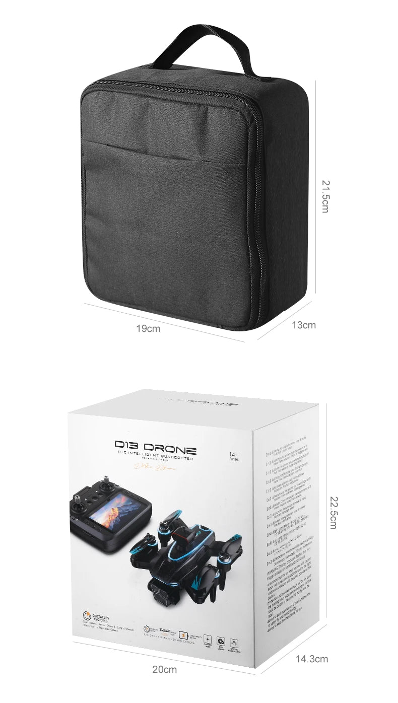 New D13 Drone 4K Professional Three HD Camera with Large Screen 5G WIFI FPV Dron Brushless Optical Flow Hover Folding Quadcopter