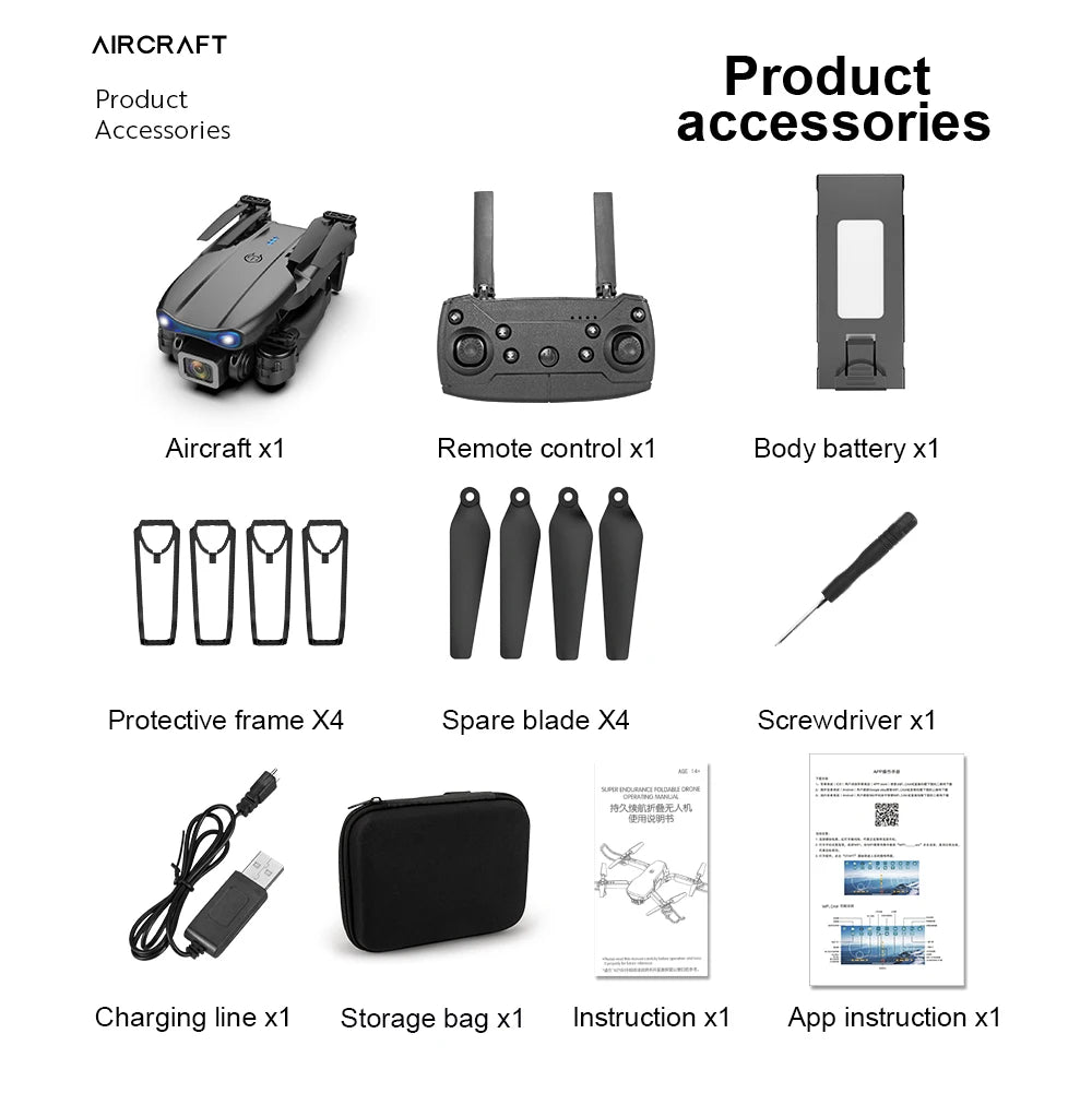 E99Pro Dron with Camera Professional 4K Dual Camera WIFI Optical Flow Drone fpv Obstacle Avoidance Aerial Photography Quadcopter