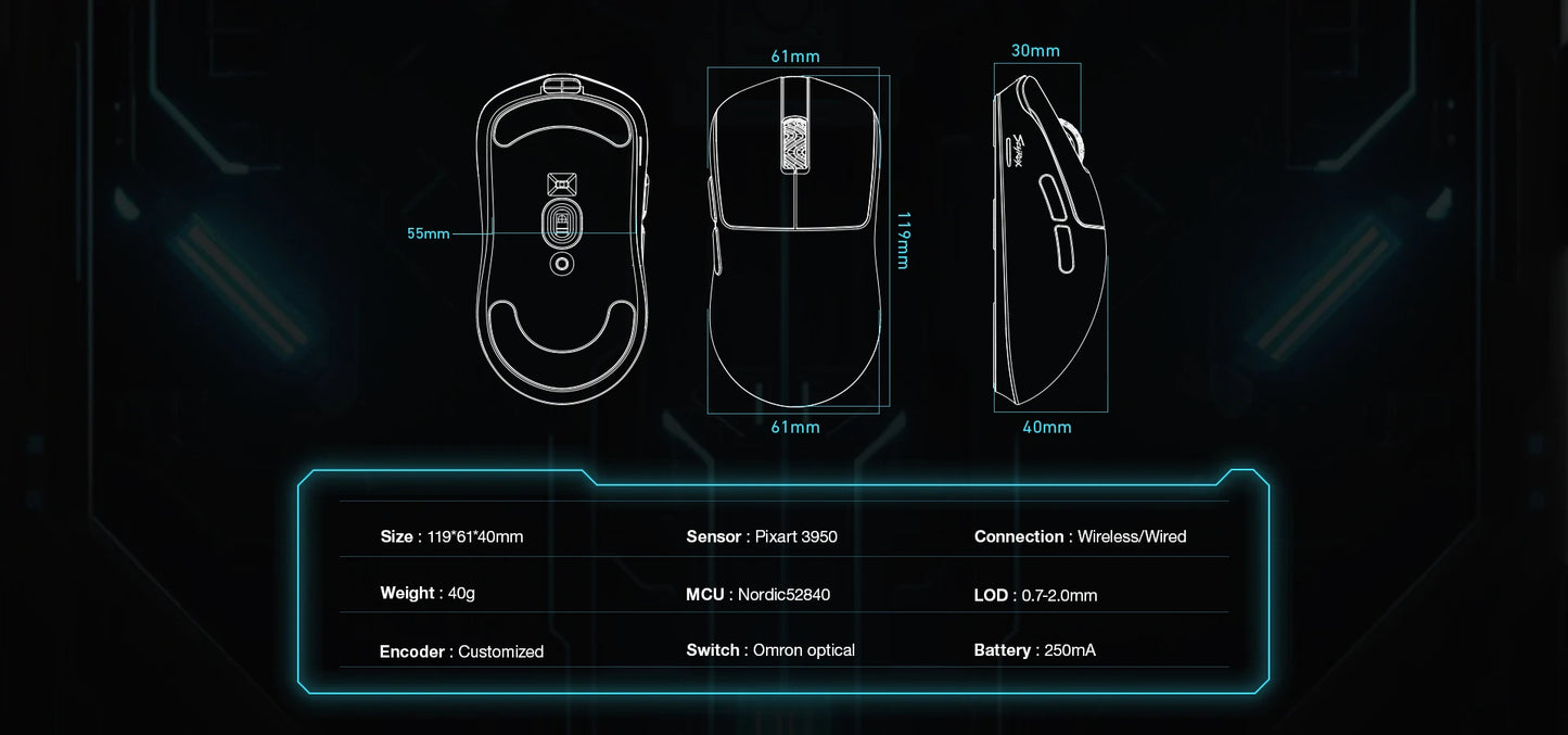 SCYROX V6 Gaming Mouse, Pixart 3950, Omoron Switches, Web Based Software, 8K Dongle Included
