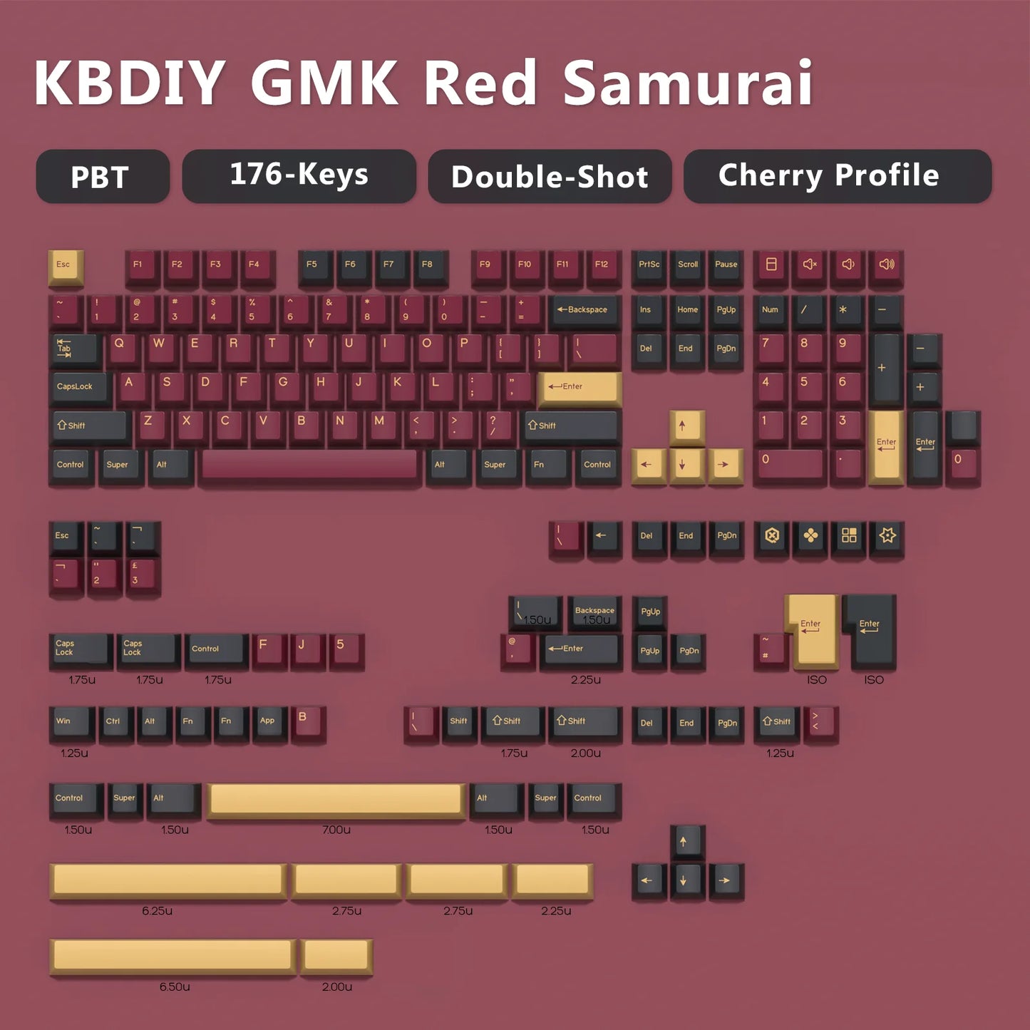 KBDiy GMK Jamon Keycap Cherry Profile Double Shot PBT ISO Keycaps For Gamer Mechanical Keyboard Kit Gaming Point Retro Key cap