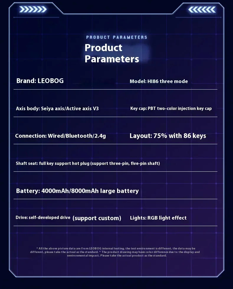 LEOBOG Hi86 Mechanical Keyboard Three-mode Aluminum Alloy Hot-Swap RGB Light Gasket Game Keyboard Customized Esports Accessories