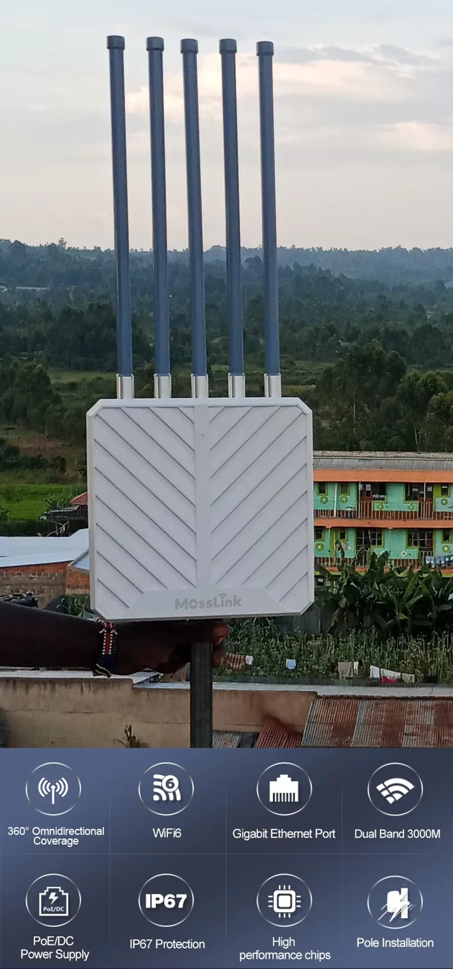 2025 Best 3000Mbps WiFi 6 Wireless Outdoor Access Point Long Range Wifi AP With Dual Band PoE Waterproof Wifi Extender Repeater