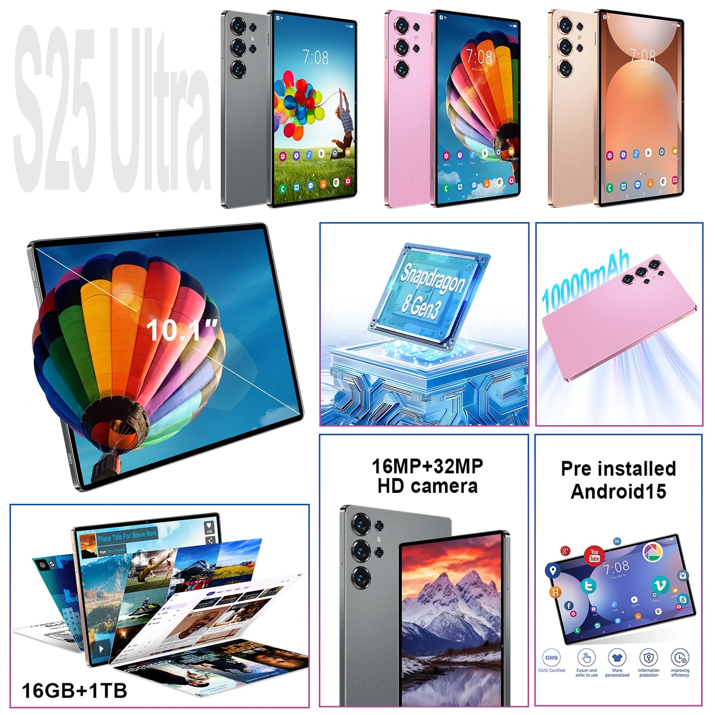 2025 S25 UItra Tablet Android 15 Tablette 22GB+2T Tablet PC WiFi Snapdragon 8 Gen3 Original Global Version 5G Dual SIM Card