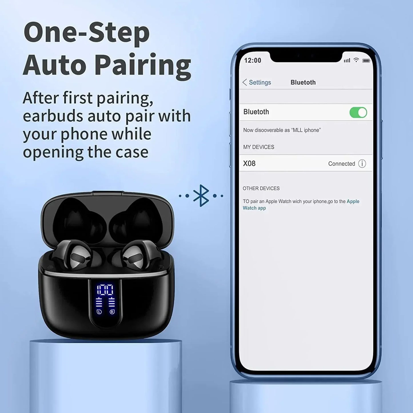 TWS LED Display Wireless Earbuds 50H Playback Mic Sport In Ear Buds Bluetooth Earphone For Smart Phone Laptop Computer