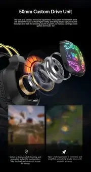 ONIKUMA X22 Gaming Headset RGB Dynamic Lighting Wired Over-Ear Adjustable Headphones With Mic 50MM For PC PS4 Xbox PS5 Gift